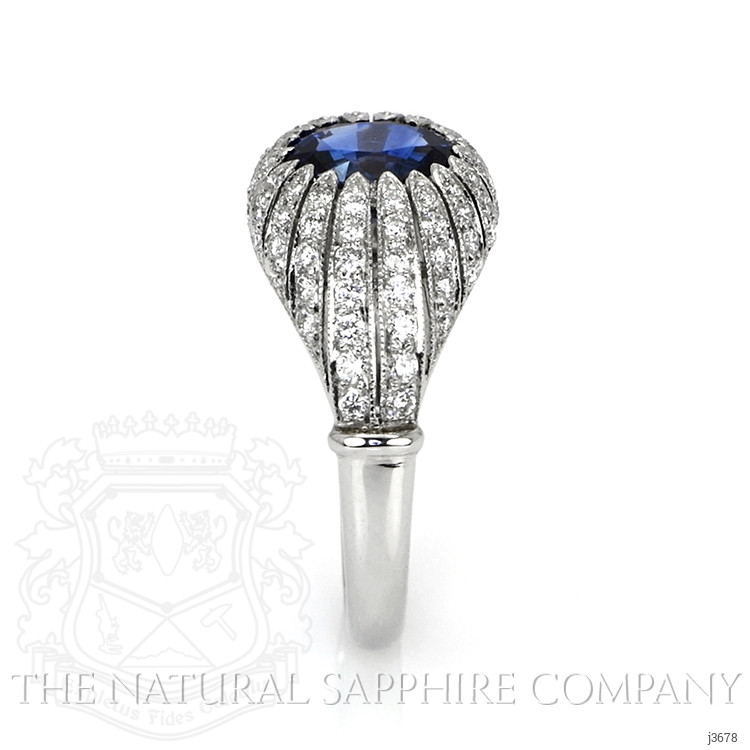 1.45 Ct. Blue Sapphire and Natural Diamond Antique Style Ring, Platinum 950