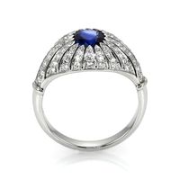 1.45 Ct. Blue Sapphire and Natural Diamond Antique Style Ring, Platinum 950 Image
