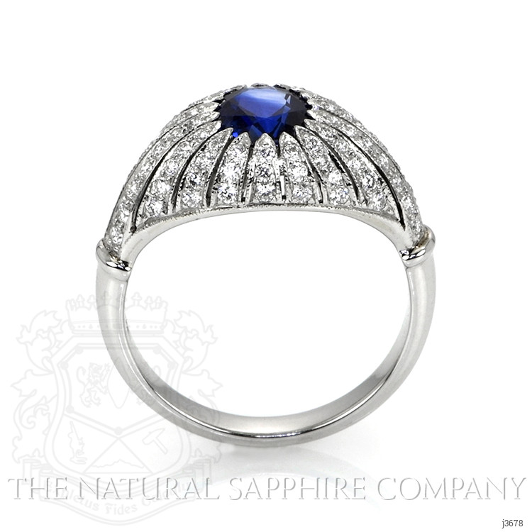 1.45 Ct. Blue Sapphire and Natural Diamond Antique Style Ring, Platinum 950