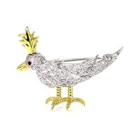 0.05 Ct. Ruby Natural Diamond Accent Stones Brooch, 18K White & Yellow Video