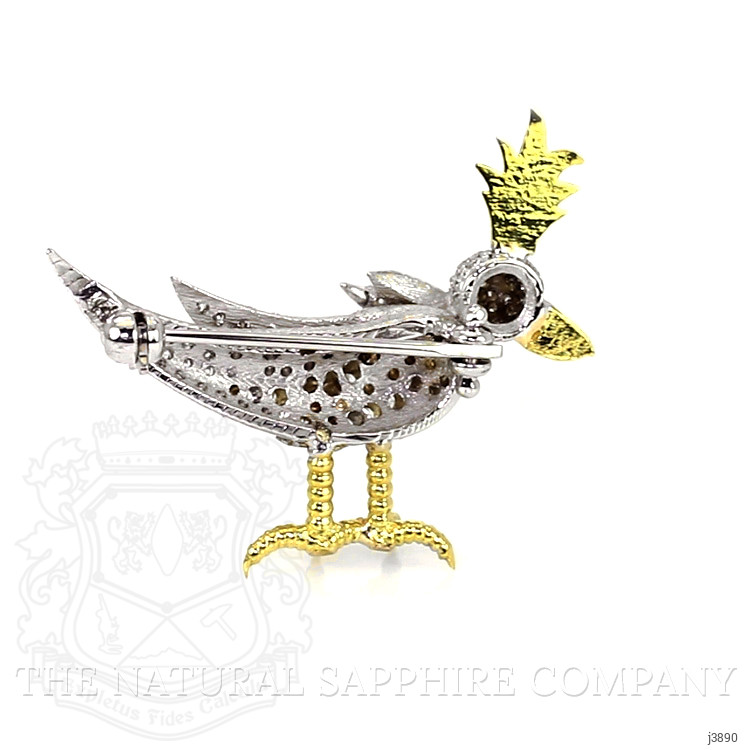 0.05 Ct. Ruby Natural Diamond Accent Stones Brooch, 18K White & Yellow