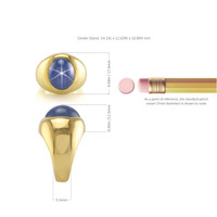 18.50 Ct. Blue Sapphire Men's Ring, 18K Yellow Gold Image
