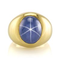 18.50 Ct. Blue Sapphire Men's Ring, 18K Yellow Gold Video