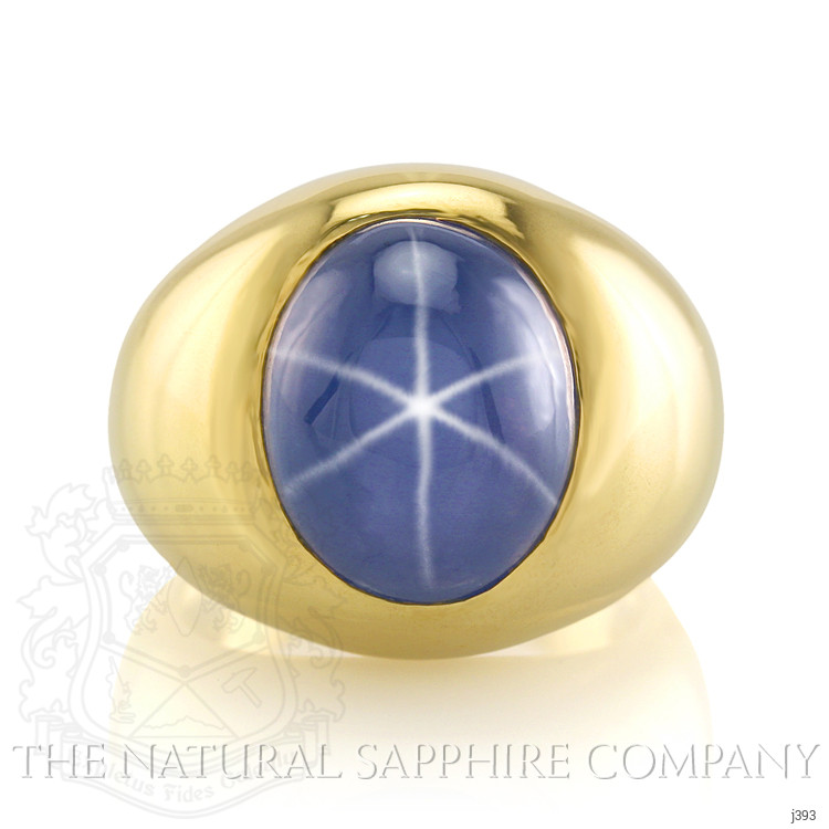 18.50 Ct. Blue Sapphire Men's Ring, 18K Yellow Gold