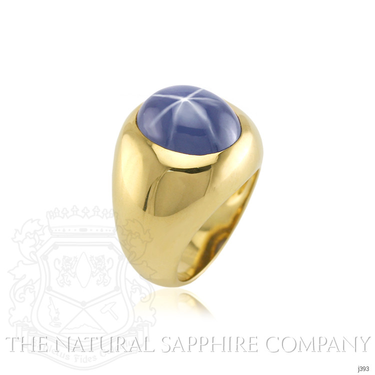 18.50 Ct. Blue Sapphire Men's Ring, 18K Yellow Gold