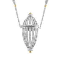 2.15 Ct. Natural Diamond Antique Style Necklace, 18K White & Yellow Video