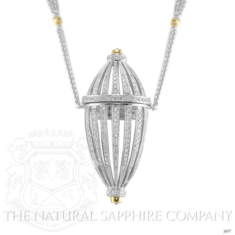 2.15 Ct. Natural Diamond Antique Style Necklace, 18K White & Yellow