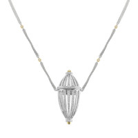 2.15 Ct. Natural Diamond Antique Style Necklace, 18K White & Yellow Image