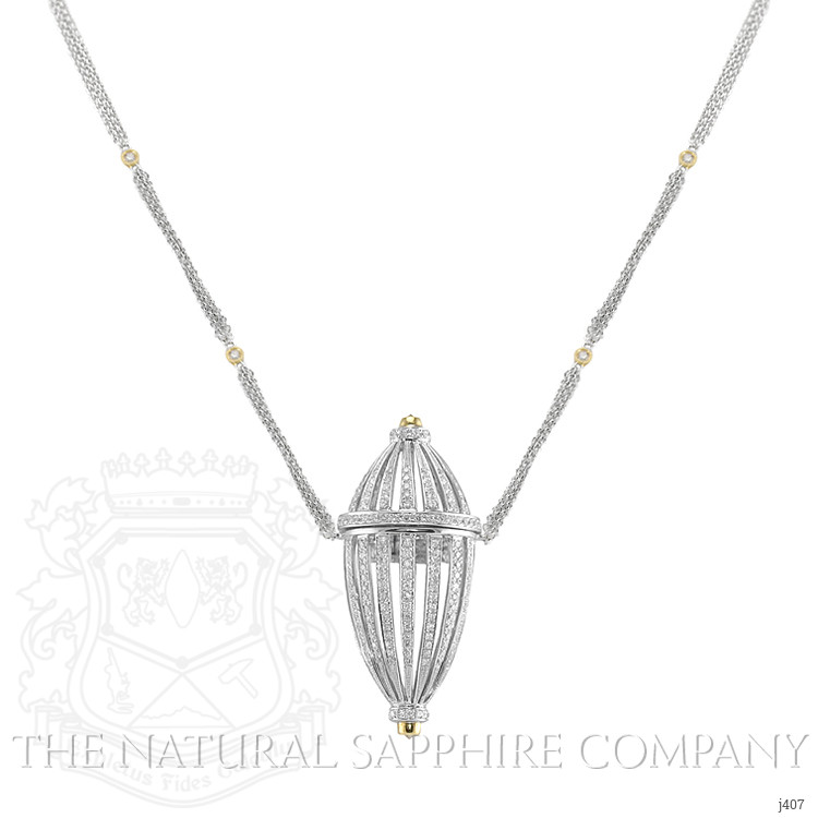 2.15 Ct. Natural Diamond Antique Style Necklace, 18K White & Yellow