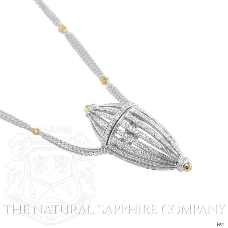 2.15 Ct. Natural Diamond Antique Style Necklace, 18K White & Yellow