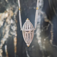 2.15 Ct. Natural Diamond Antique Style Necklace, 18K White & Yellow Life Style