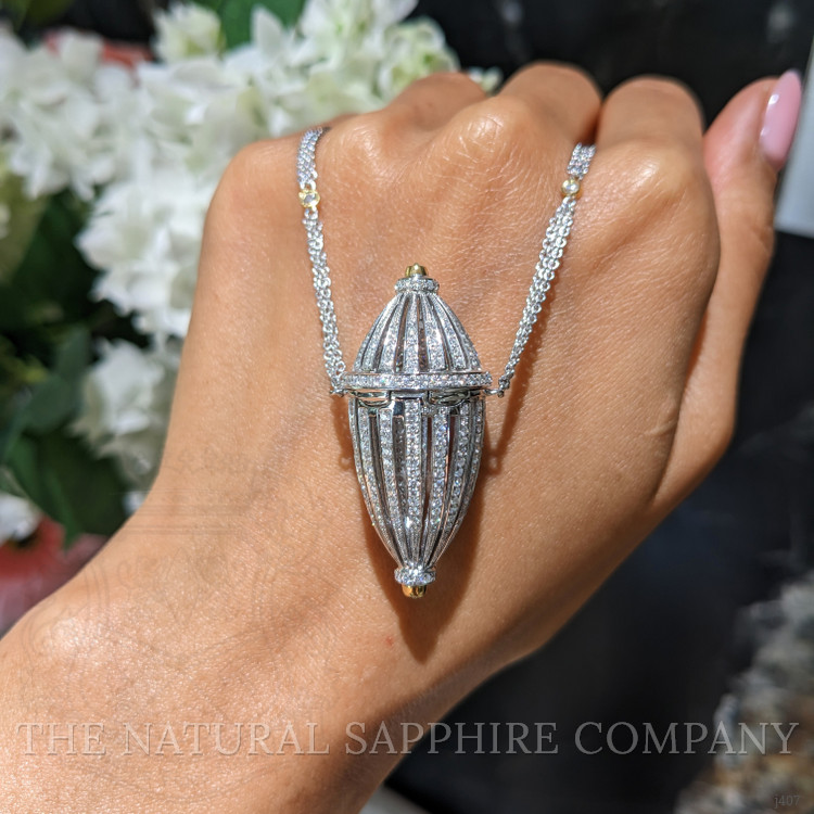 2.15 Ct. Natural Diamond Antique Style Necklace, 18K White & Yellow