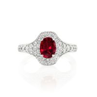 1.59 Ct. Ruby Natural Diamond Pave Ring, 18K White Gold Video