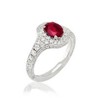 1.59 Ct. Ruby Natural Diamond Pave Ring, 18K White Gold Image