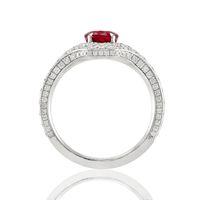 1.59 Ct. Ruby Natural Diamond Pave Ring, 18K White Gold Image