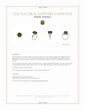 6.00 Ct. Orangish Brown Sapphire and Natural Diamond Three Stone Ring, Platinum 950 Appraisal