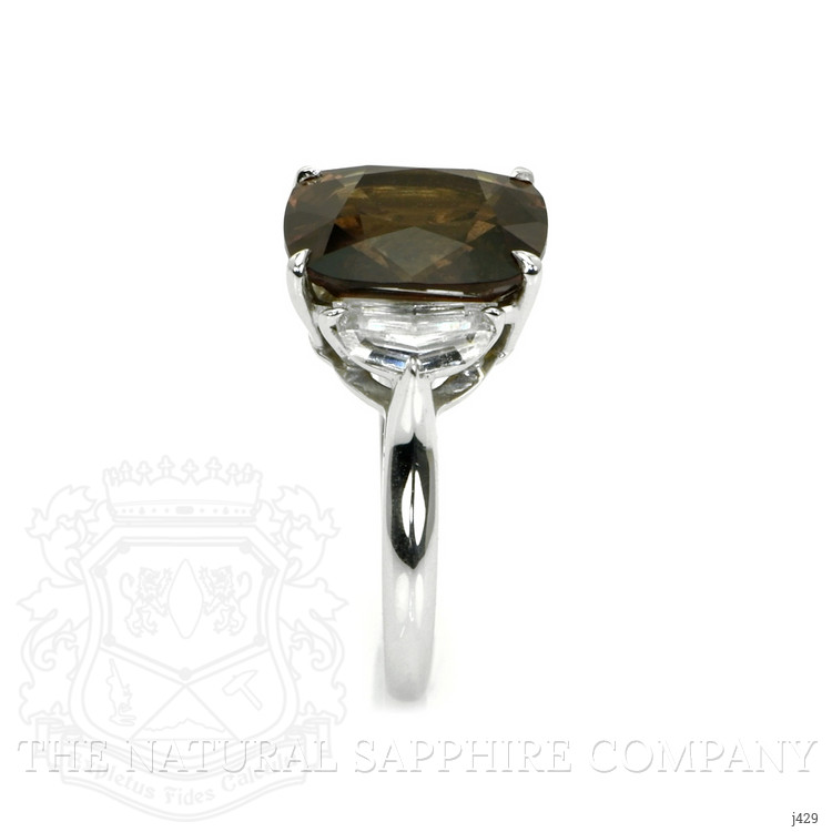 6.00 Ct. Orangish Brown Sapphire and Natural Diamond Three Stone Ring, Platinum 950