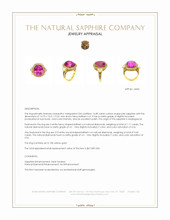16.89 Ct. Pink Sapphire and Natural Diamond Antique Style Ring, 18K Yellow Gold Appraisal