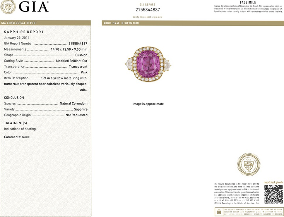 16.89 Ct. Pink Sapphire and Natural Diamond Antique Style Ring, 18K Yellow Gold