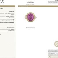 16.89 Ct. Pink Sapphire and Natural Diamond Antique Style Ring, 18K Yellow Gold Scan Report