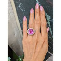 16.89 Ct. Pink Sapphire and Natural Diamond Antique Style Ring, 18K Yellow Gold Life Style