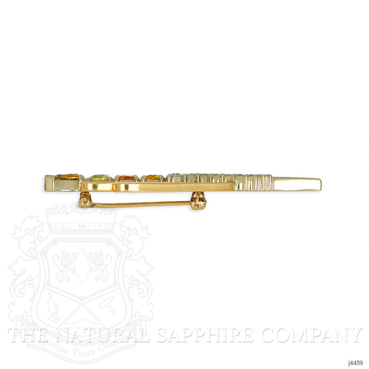 2.30 Ct. Yellow Sapphire and Natural Diamond Accent Stones Brooch, 18K White Gold