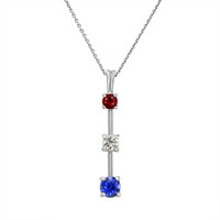 0.71 Ct. Blue Sapphire, Ruby and Natural Diamond Accent Stones Pendant, Platinum 950 Video