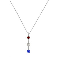 0.71 Ct. Blue Sapphire, Ruby and Natural Diamond Accent Stones Pendant, Platinum 950 Image