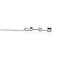 0.71 Ct. Blue Sapphire, Ruby and Natural Diamond Accent Stones Pendant, Platinum 950 Image