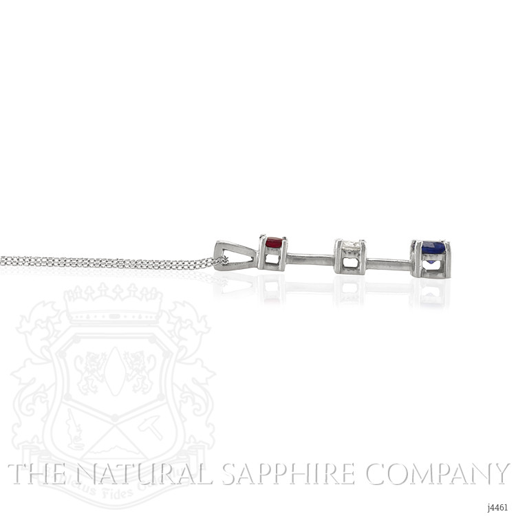0.71 Ct. Blue Sapphire, Ruby and Natural Diamond Accent Stones Pendant, Platinum 950