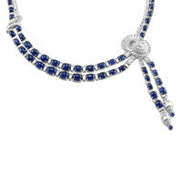 44.25 Ct. Blue Sapphire and Natural Diamond Antique Style Necklace, Platinum 950 Image