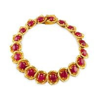 18.36 Ct.Tw. Ruby Antique Style Bracelet, 18K Yellow Gold Video