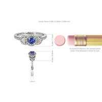 0.37 Ct. Blue Sapphire and Natural Diamond Pave Ring, 14K White Gold Image