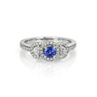 0.37 Ct. Sapphire Natural Diamond Pave Ring, 14K White Gold Video