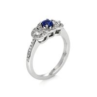 0.37 Ct. Blue Sapphire and Natural Diamond Pave Ring, 14K White Gold Image