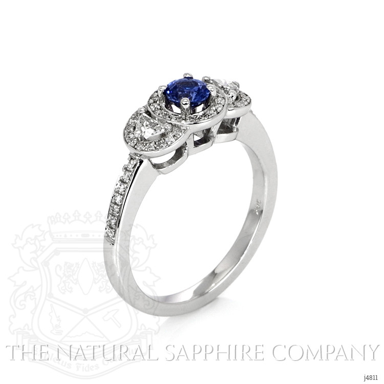 0.37 Ct. Blue Sapphire and Natural Diamond Pave Ring, 14K White Gold