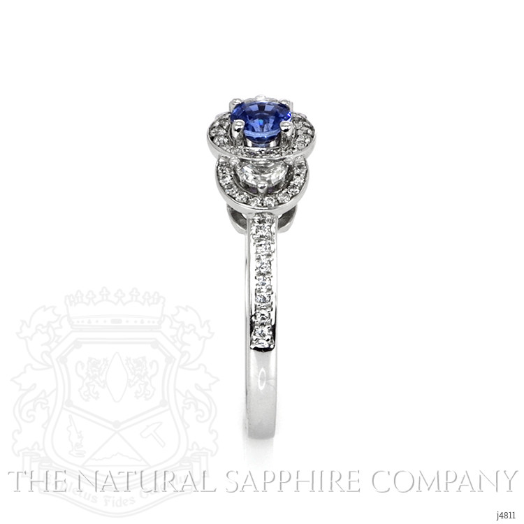 0.37 Ct. Blue Sapphire and Natural Diamond Pave Ring, 14K White Gold
