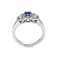 0.37 Ct. Blue Sapphire and Natural Diamond Pave Ring, 14K White Gold Image
