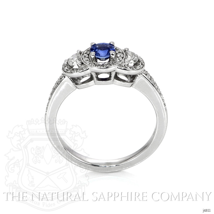 0.37 Ct. Blue Sapphire and Natural Diamond Pave Ring, 14K White Gold