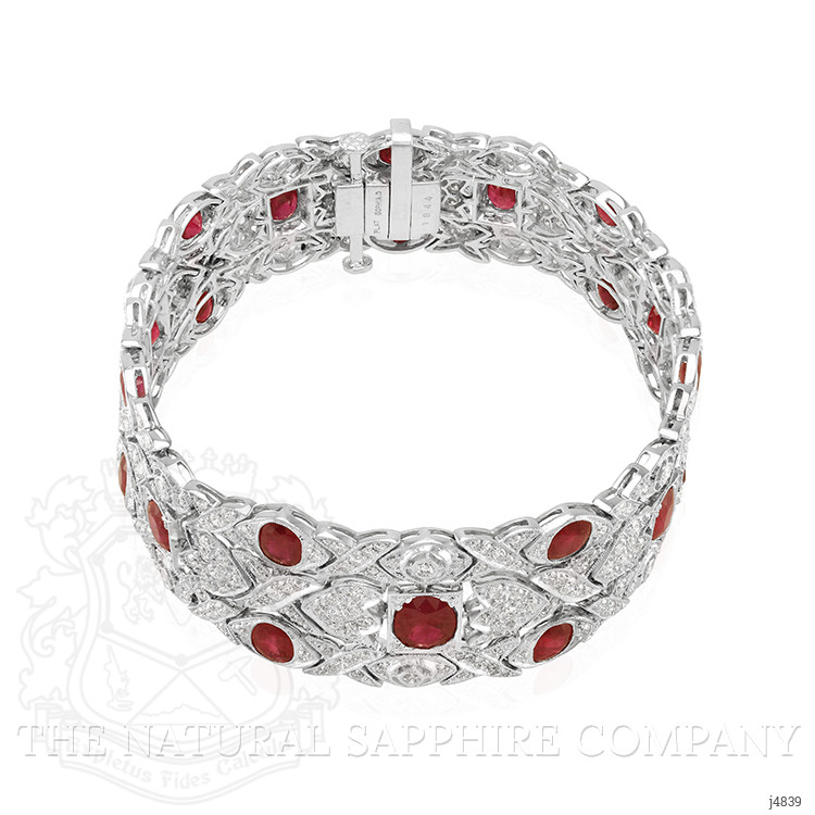 14.35 Ct.Tw. Ruby Natural Diamond Antique Style Bracelet, Platinum 950