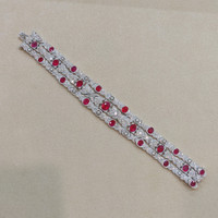 14.35 Ct.Tw. Ruby Natural Diamond Antique Style Bracelet, Platinum 950 Life Style