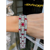 14.35 Ct.Tw. Ruby Natural Diamond Antique Style Bracelet, Platinum 950 Life Style