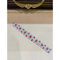 14.35 Ct.Tw. Ruby Natural Diamond Antique Style Bracelet, Platinum 950 Life Style