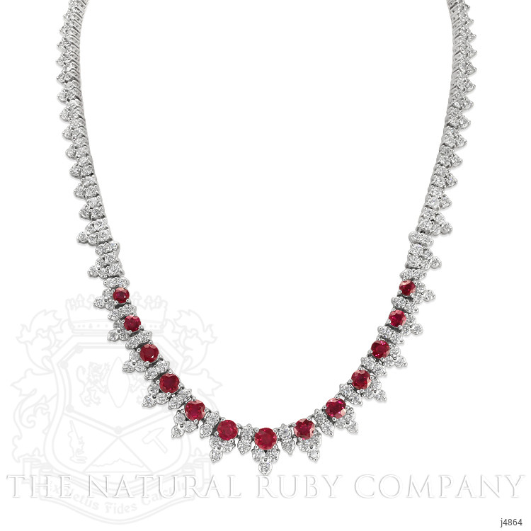 8.32 Ct. Ruby Natural Diamond Antique Style Necklace, Platinum 950