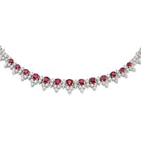 8.32 Ct. Ruby Natural Diamond Antique Style Necklace, Platinum 950 Image