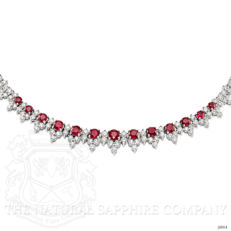8.32 Ct. Ruby Natural Diamond Antique Style Necklace, Platinum 950