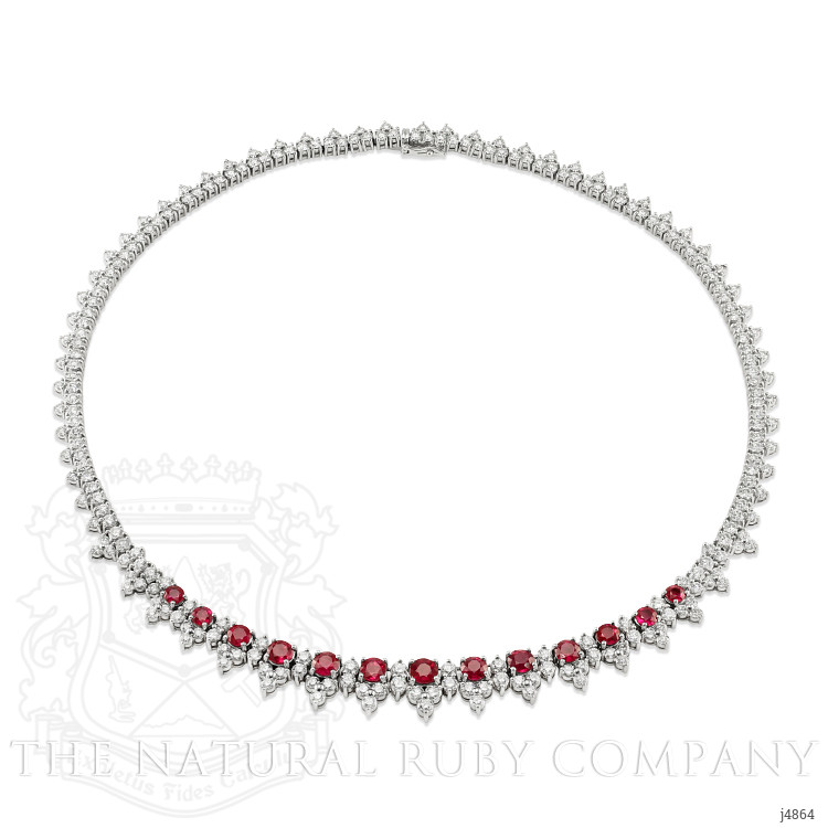 8.32 Ct. Ruby Natural Diamond Antique Style Necklace, Platinum 950