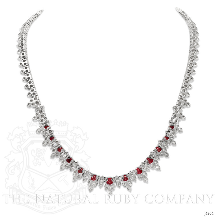 8.32 Ct. Ruby Natural Diamond Antique Style Necklace, Platinum 950