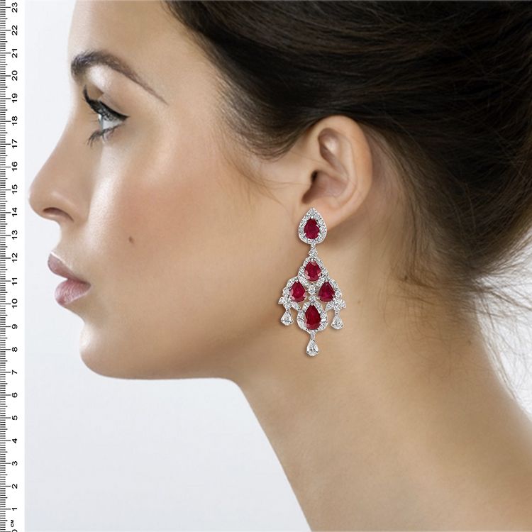 Ruby Earrings - Pear 20.68 Ct. - Platinum 950 #J4897 | The Natural Ruby ...