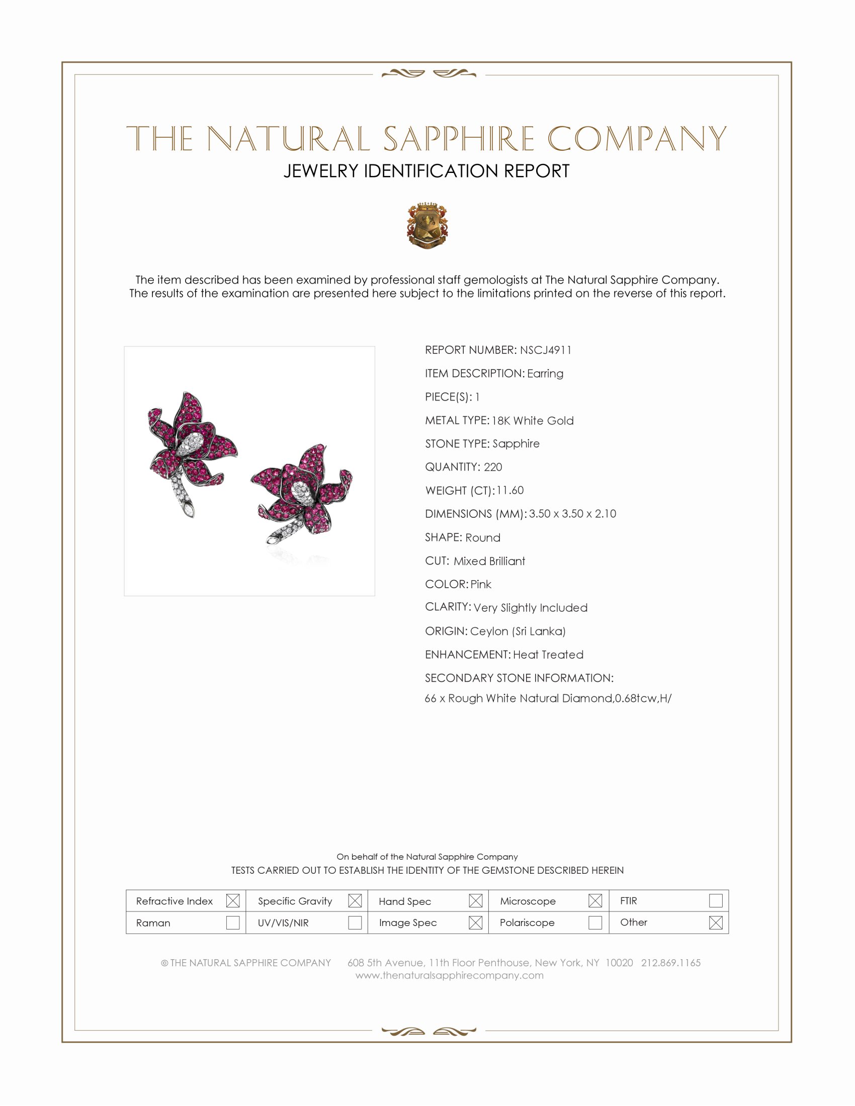 11.60 Ct.Tw. Pink Sapphire and Natural Diamond Antique Style Earrings, 18K White Gold